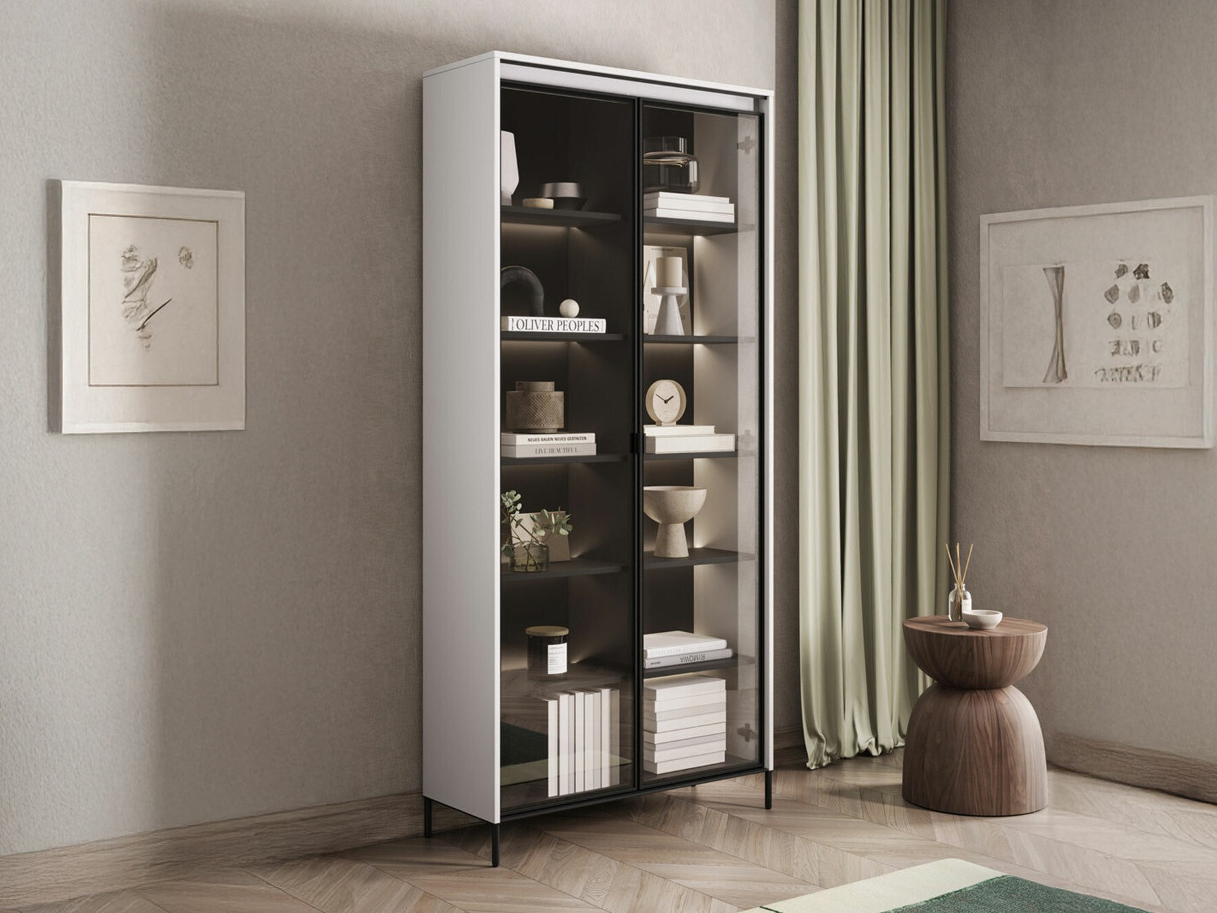 Bookcase Fernolu 106 (White + Black)