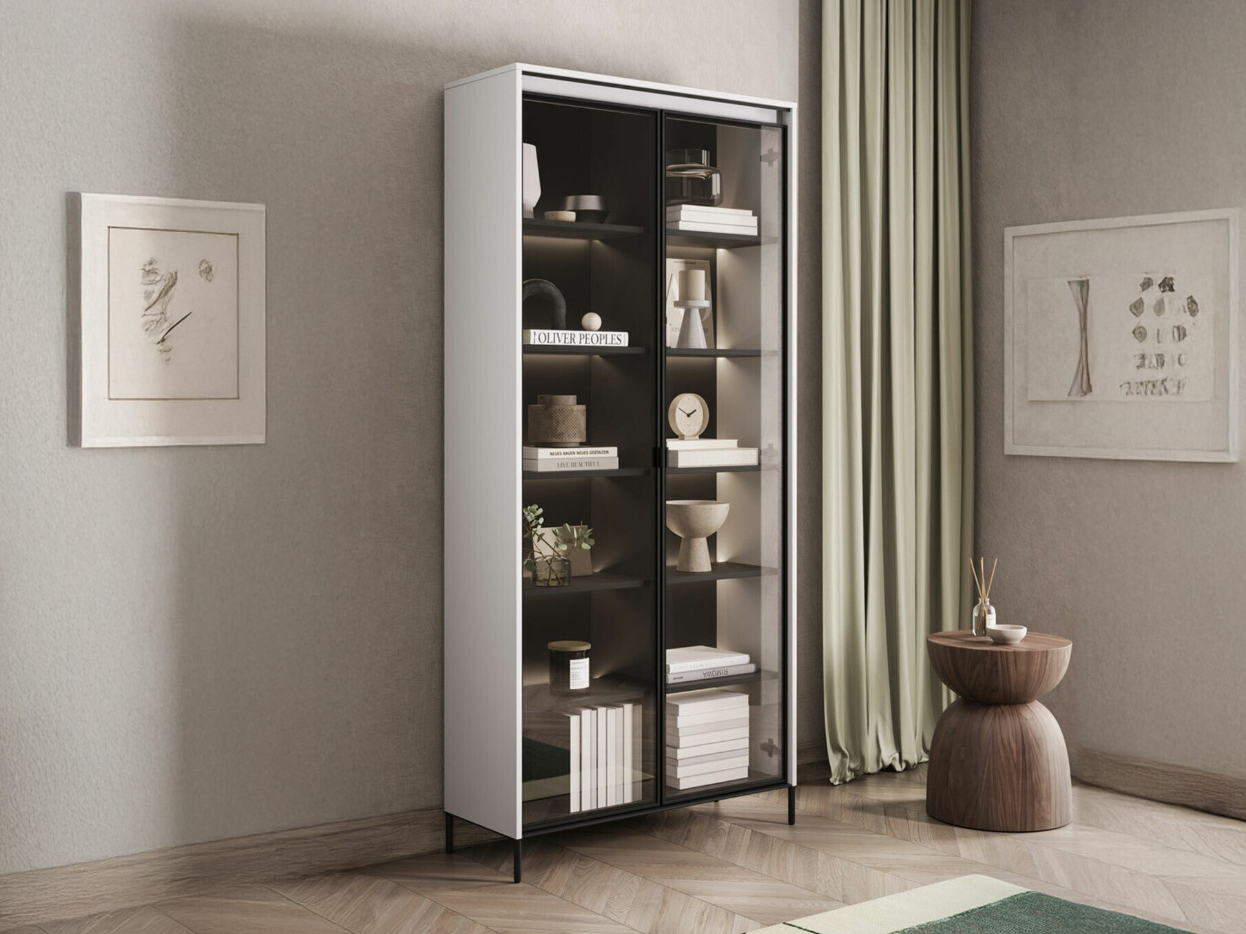 Bookcase Fernolu 106 (White + Black)