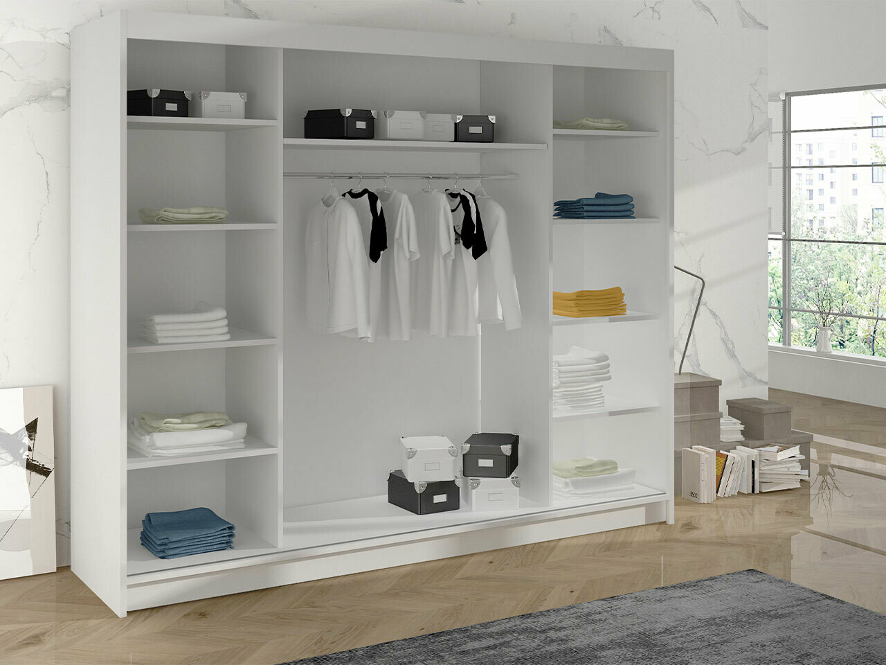 Wardrobe Closico Durion I (White + Sonoma oak)