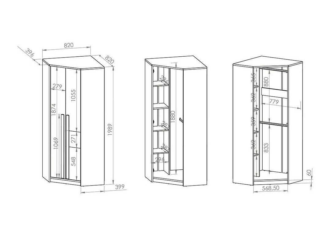 Corner wardrobe Tivruve 101
