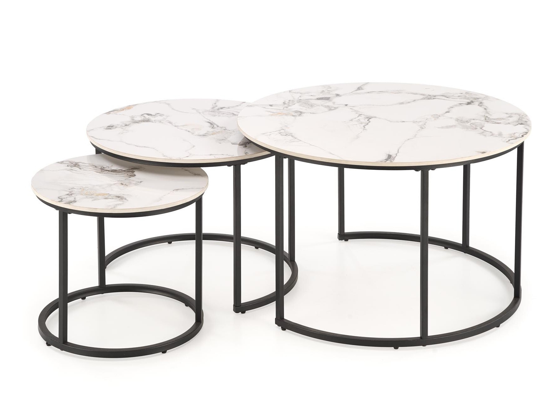 Coffee table set Houston 1884 (Black + White marble)
