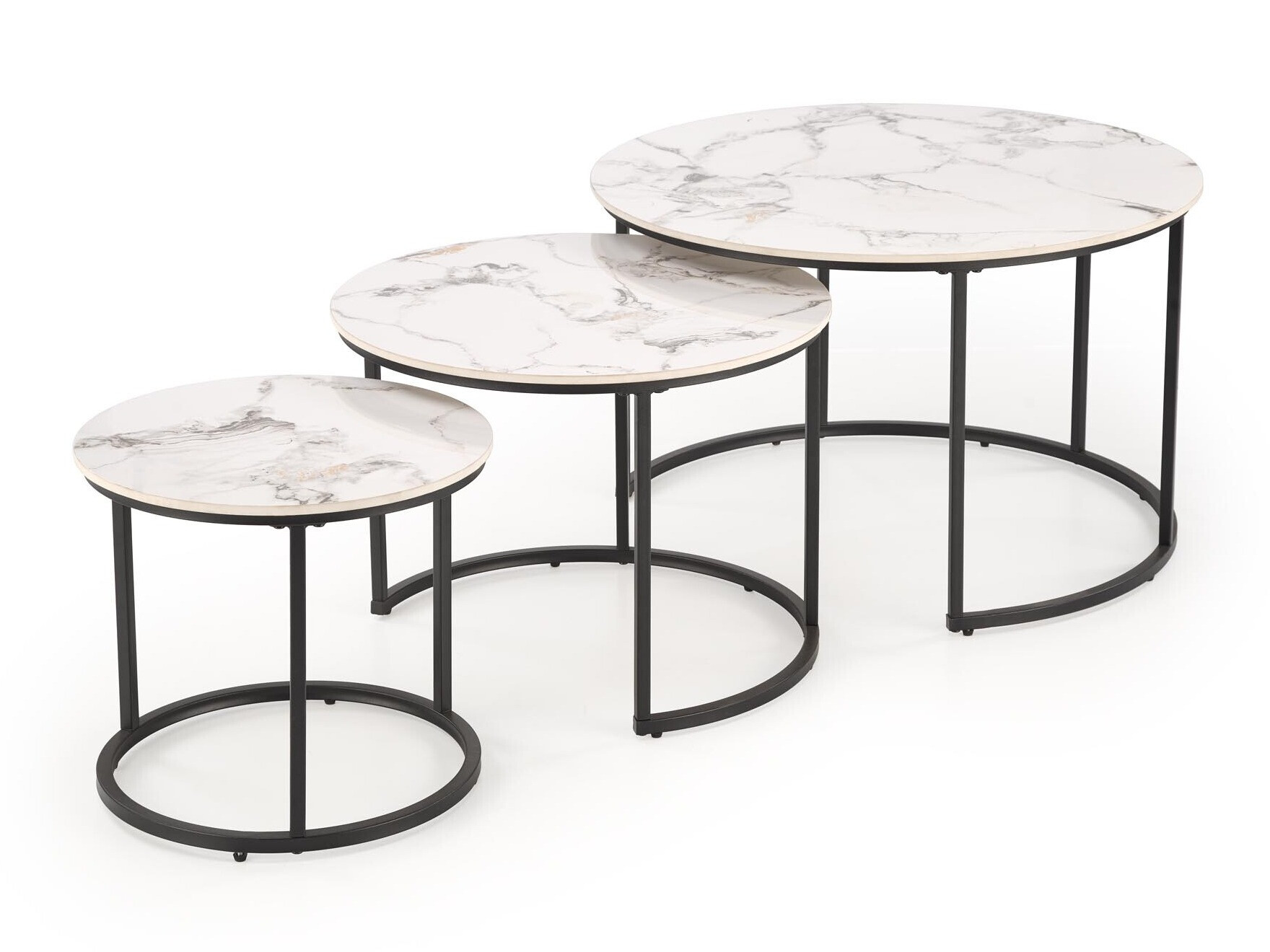 Coffee table set Houston 1884 (Black + White marble)