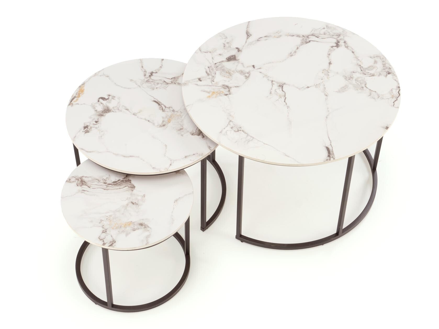 Coffee table set Houston 1884 (Black + White marble)