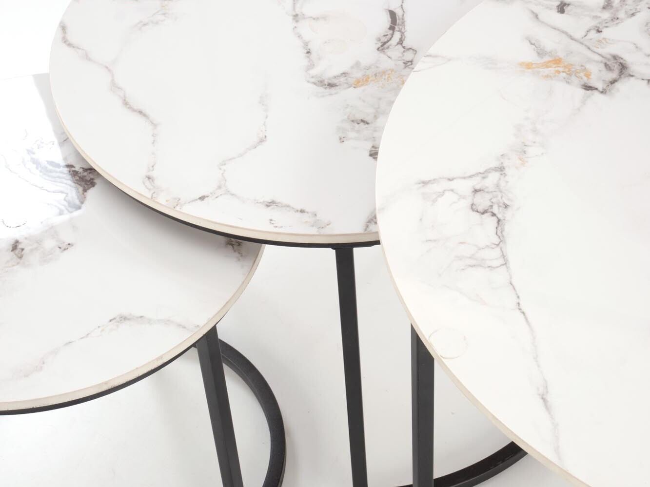 Coffee table set Houston 1884 (Black + White marble)