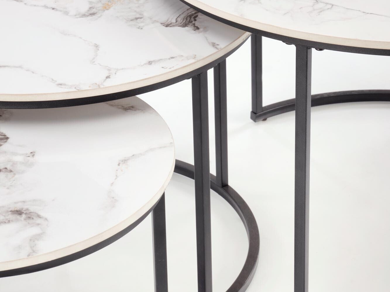 Coffee table set Houston 1884 (Black + White marble)