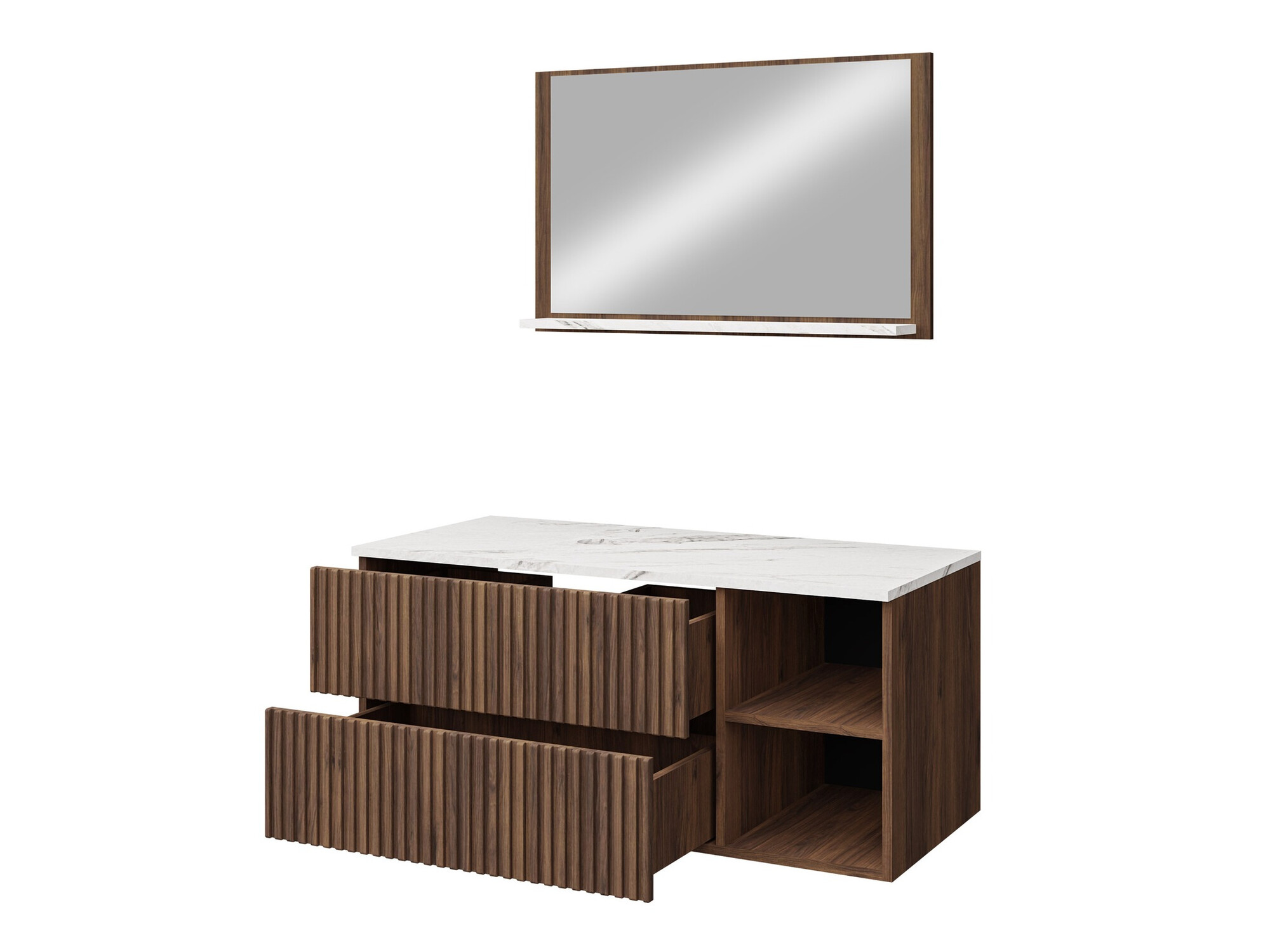 Bathroom set Ophruvi 103 (Walnut + White marble)