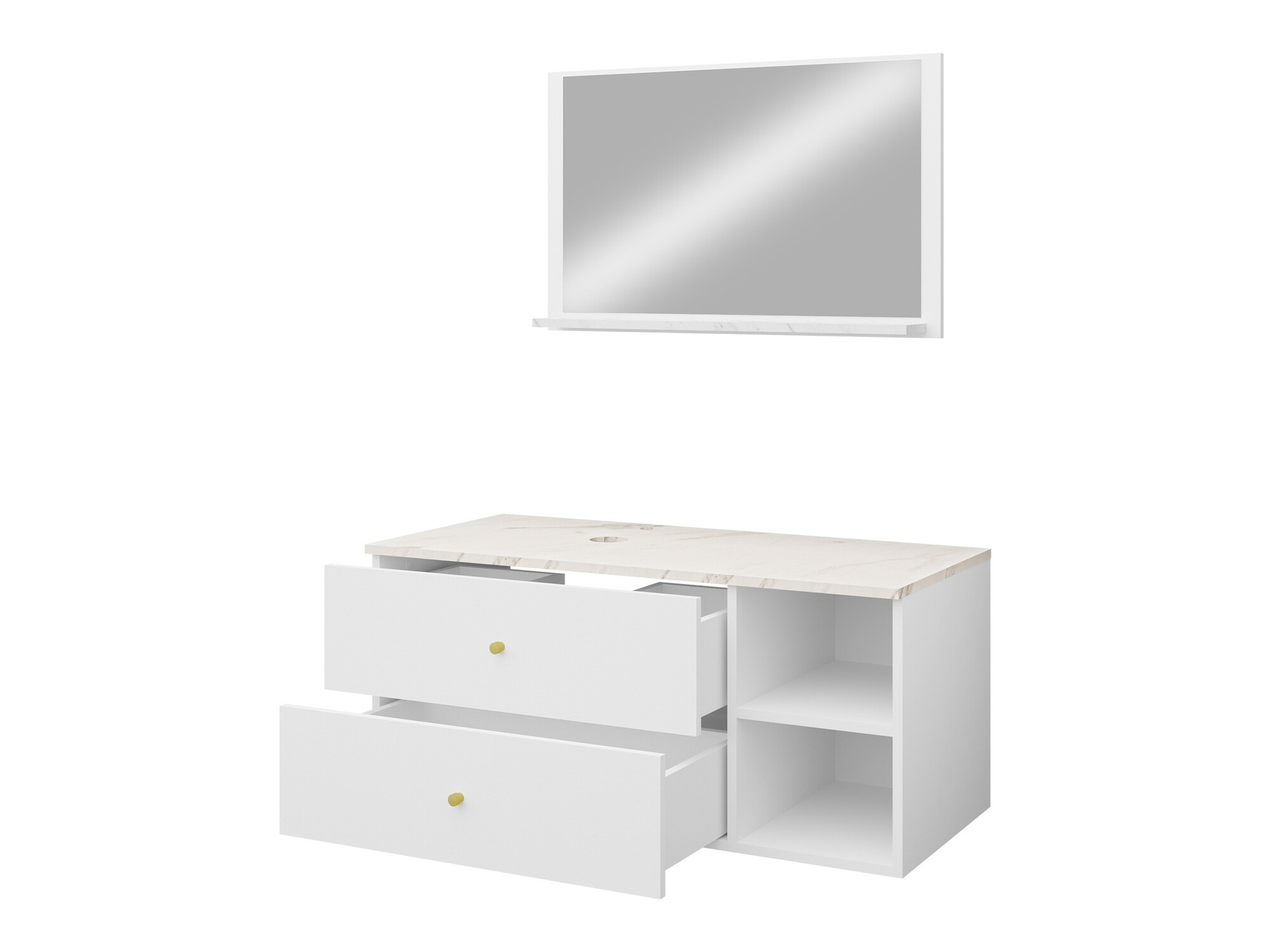 Bathroom set Salus I (Walnut + White marble)