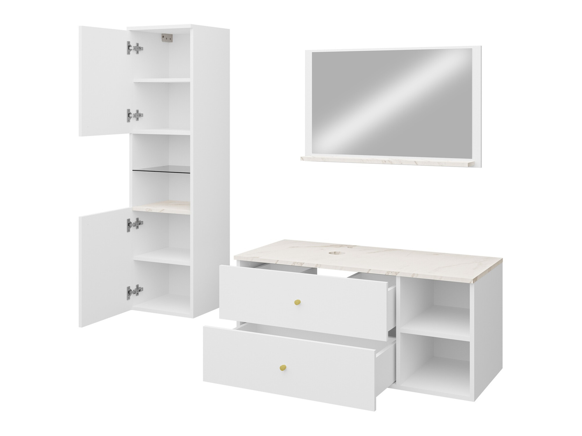 Bathroom set Salus II (Walnut + White marble)