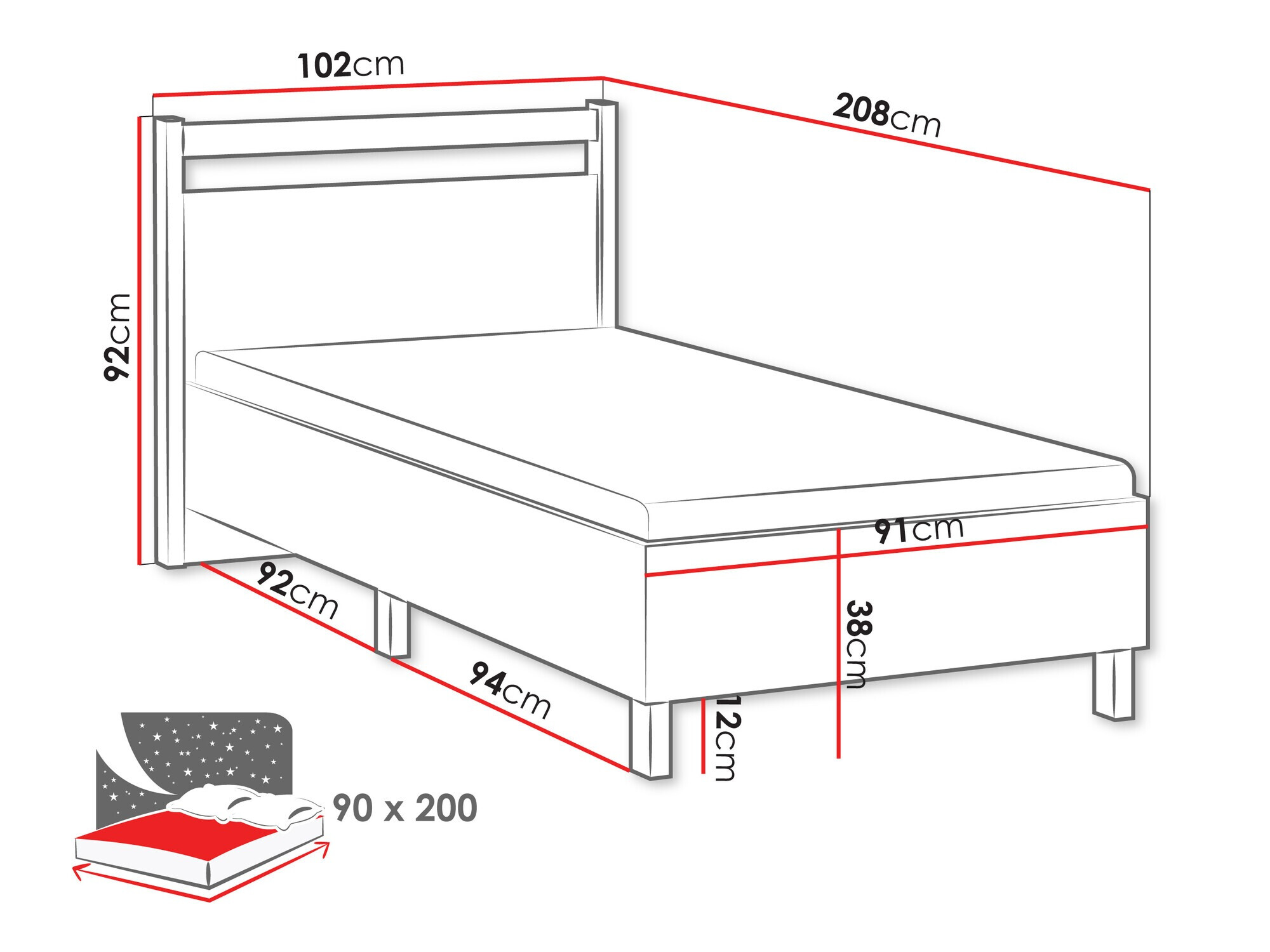 Bed Venmelu 107 (Wotan Oak + Beige)