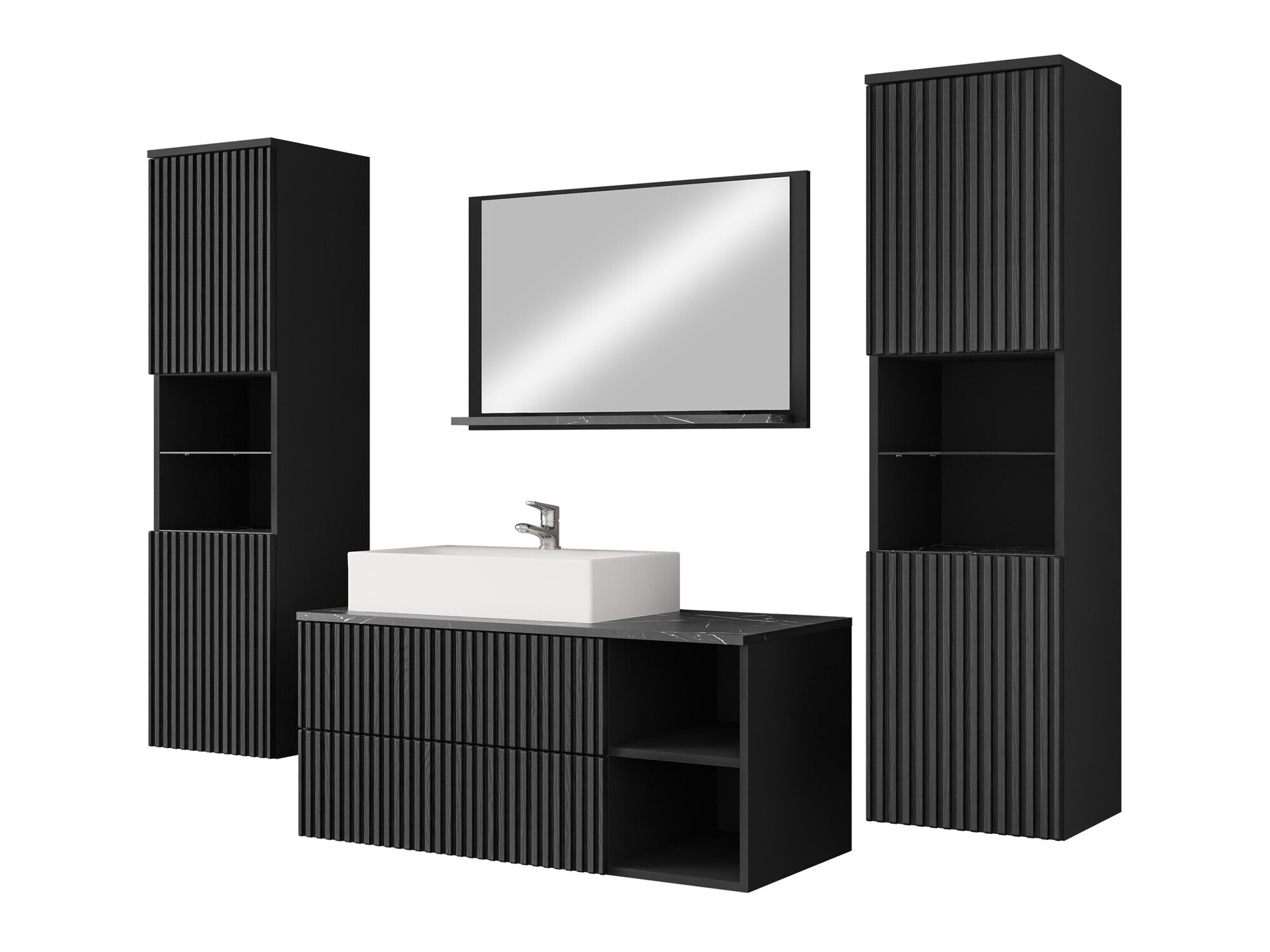 Bathroom set Nauta II (Black + Black marble)