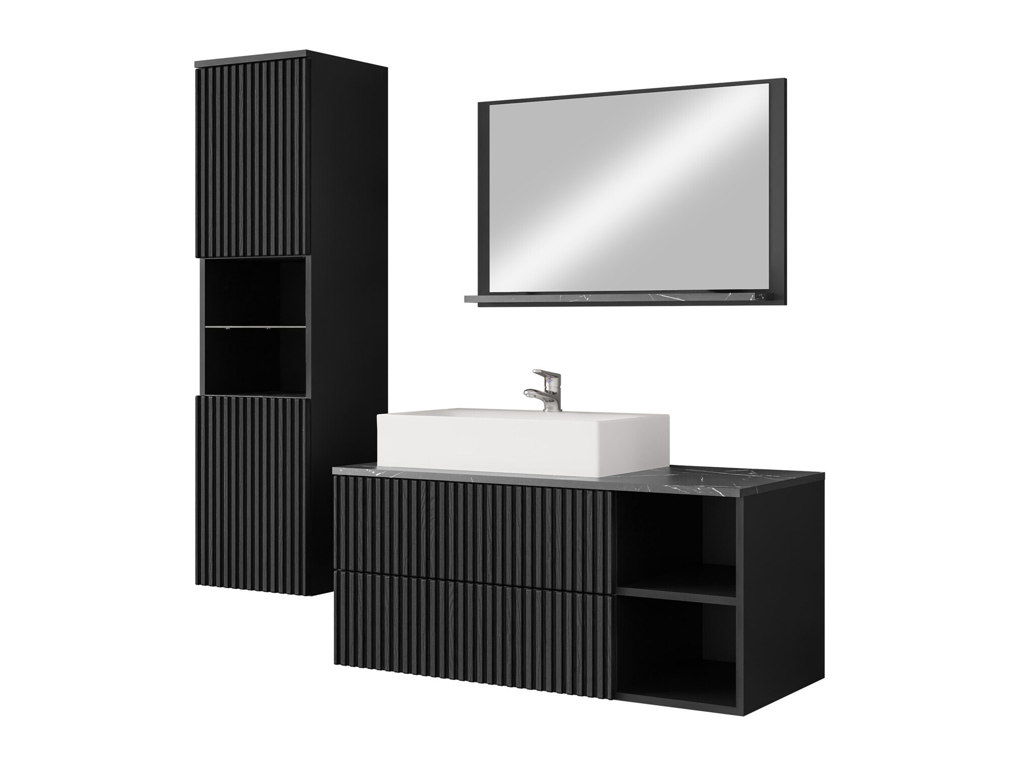Bathroom set Ophruvi 104 (Black + Black marble)