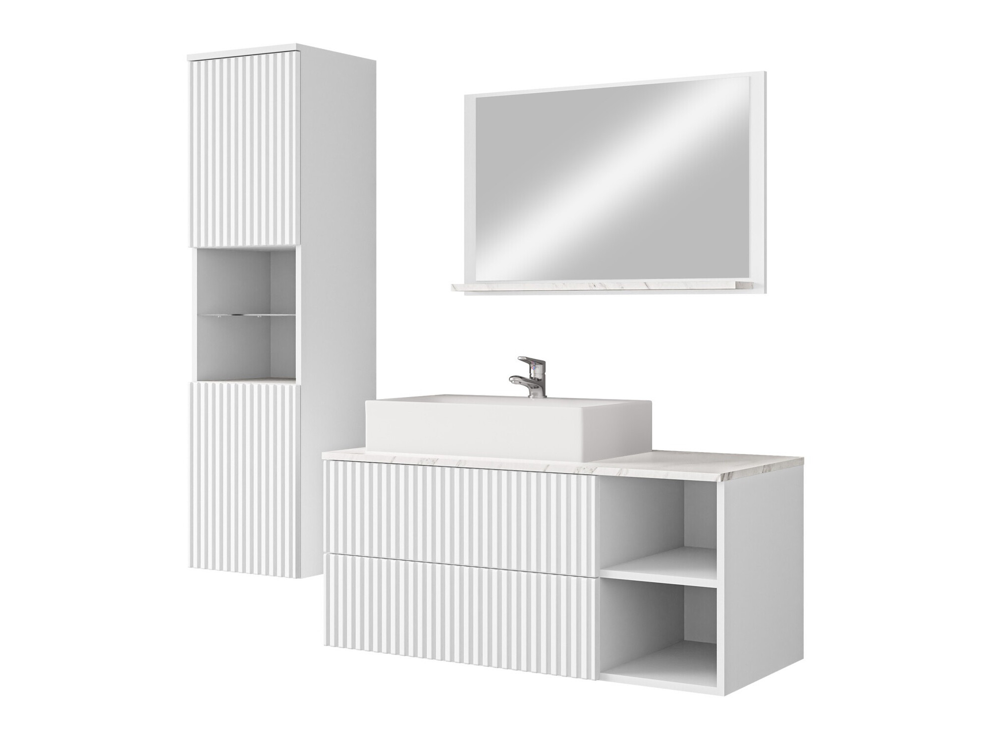 Bathroom set Ophruvi 104 (White + White marble)