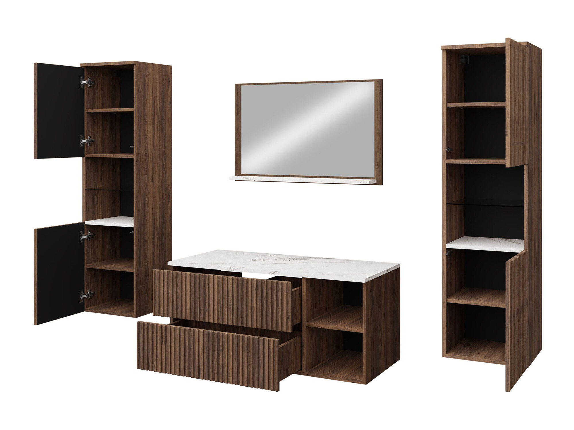 Bathroom set Ophruvi 105 (Walnut + White marble)