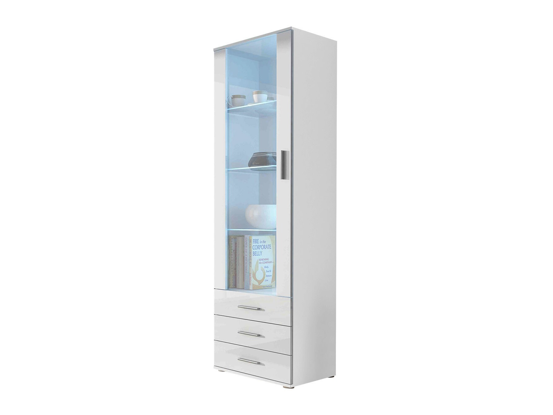 Bookcase Tornola 102 (White + Glossy white)