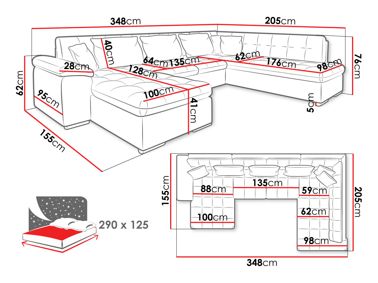 Corner sofa Comfivo Gemma V (Sicuro 35 + Sempre 6)