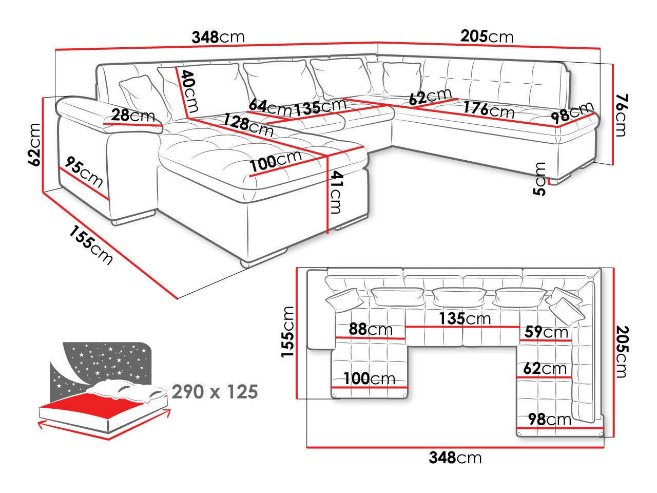 Corner sofa Comfivo Gemma V (Sicuro 80 + Sempre 9)