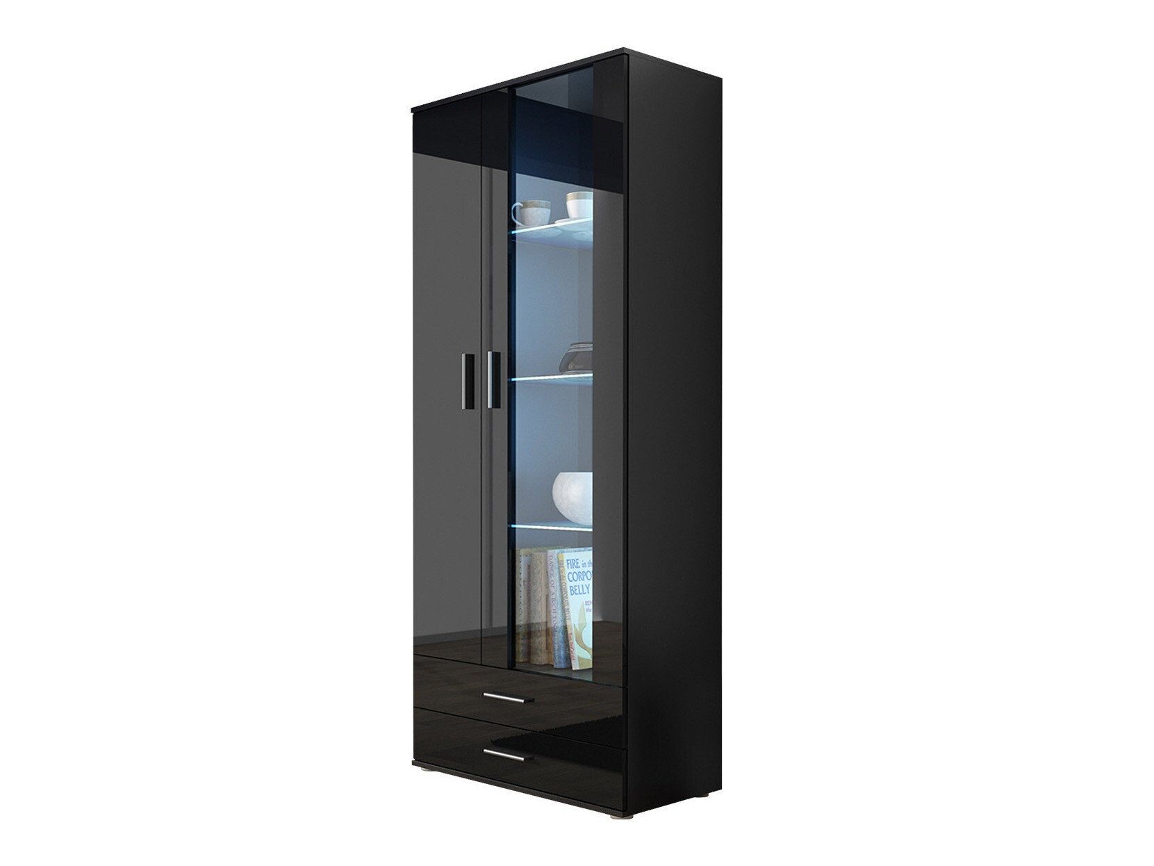 Bookcase Tornola 105 (Black + Glossy black)