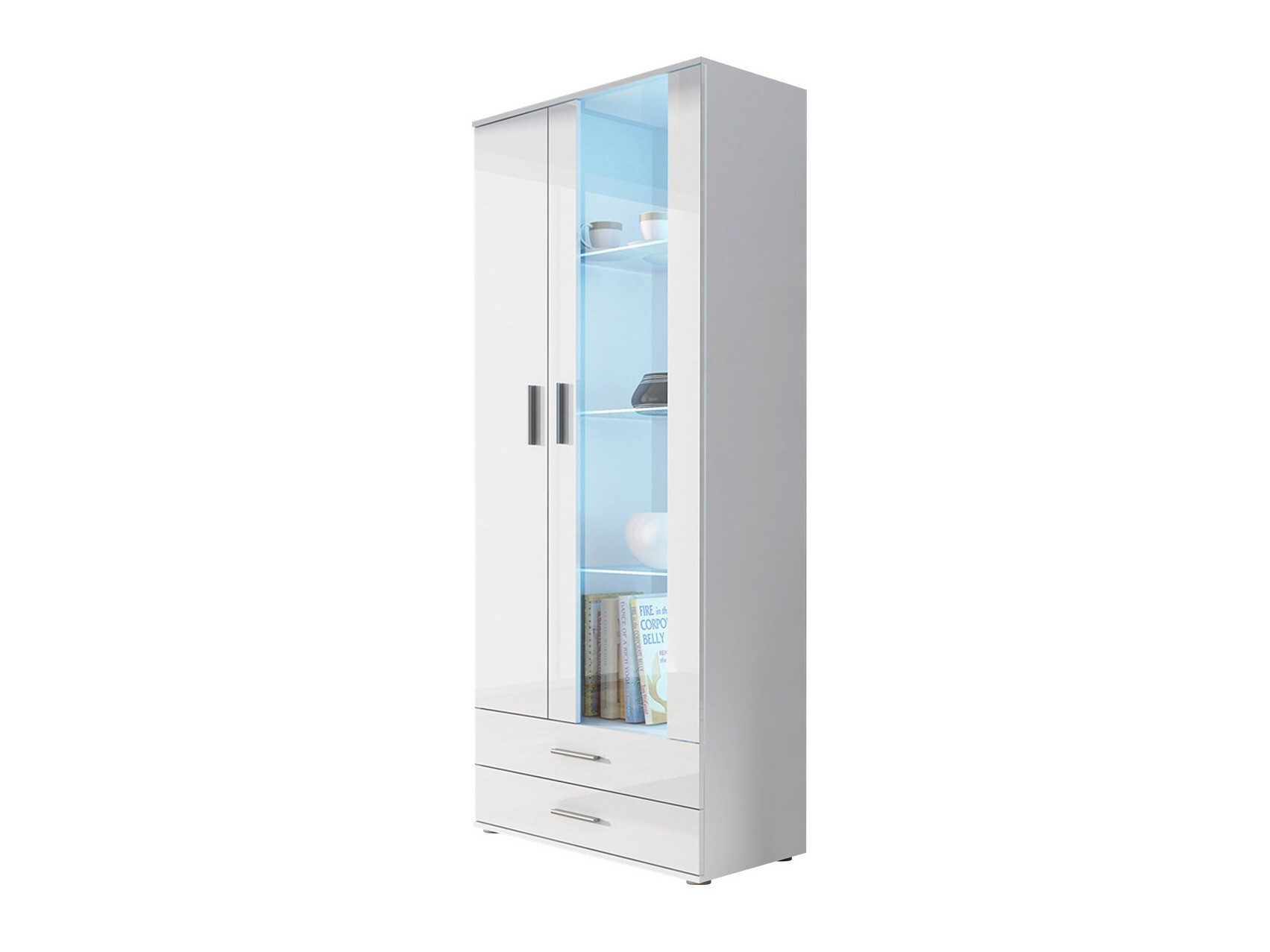 Bookcase Tornola 105 (White + Glossy white)