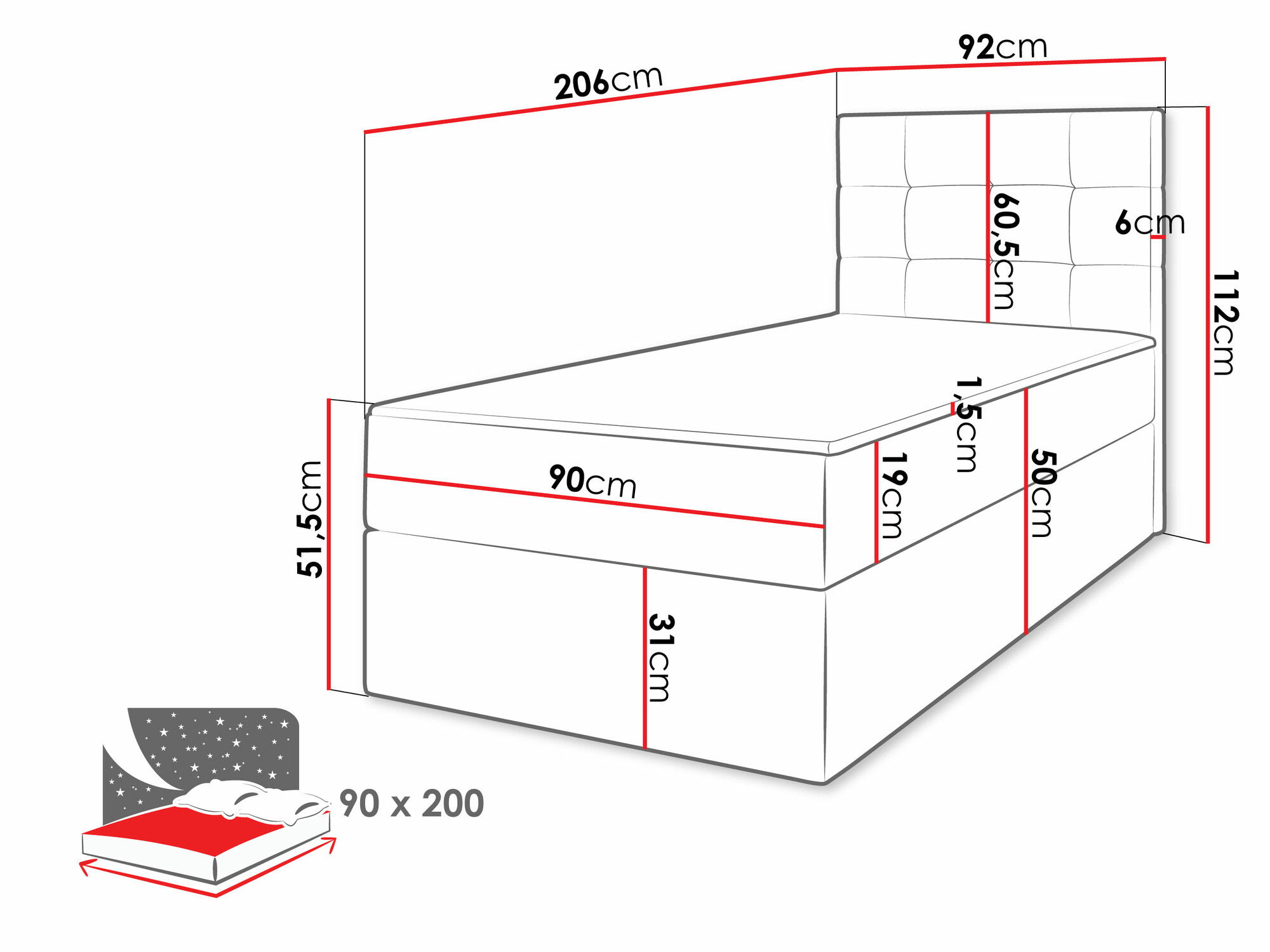 Continental bed Comfivo Osculum II (Muna 08)