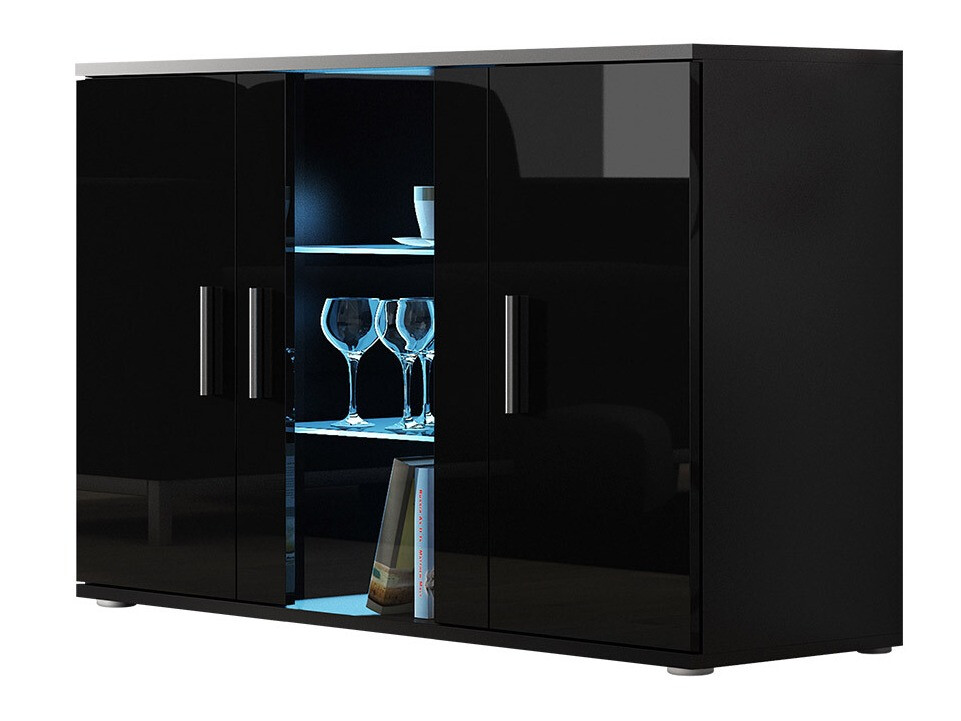 Sideboard Tornola 106 (Black + Glossy black)