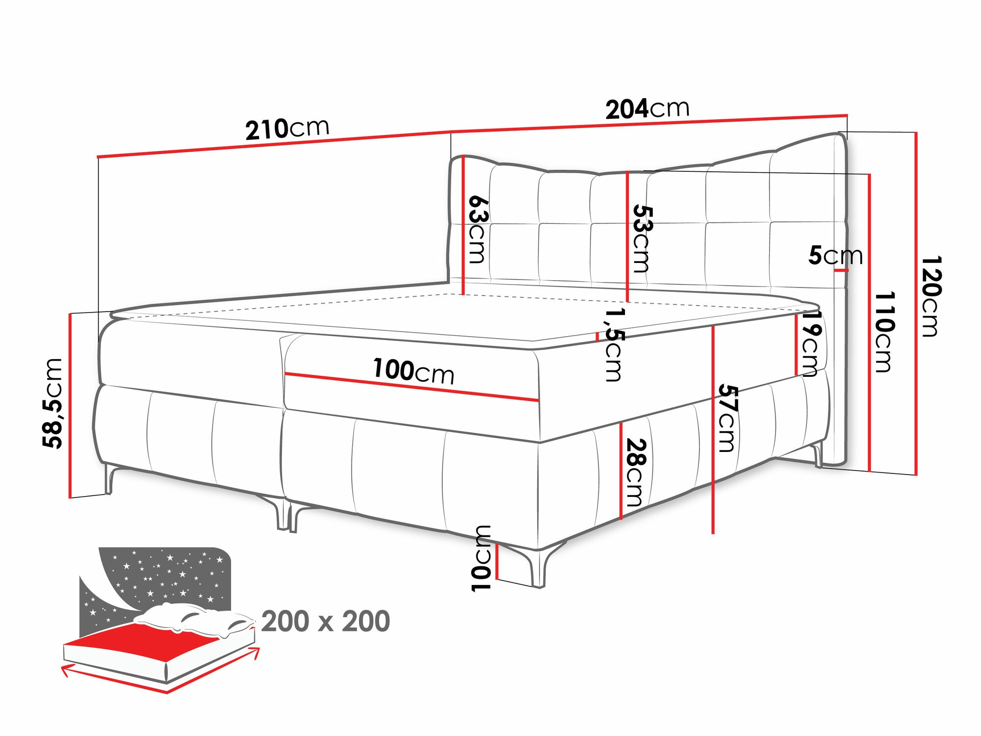 Continental bed Littera (Freya 210.03)