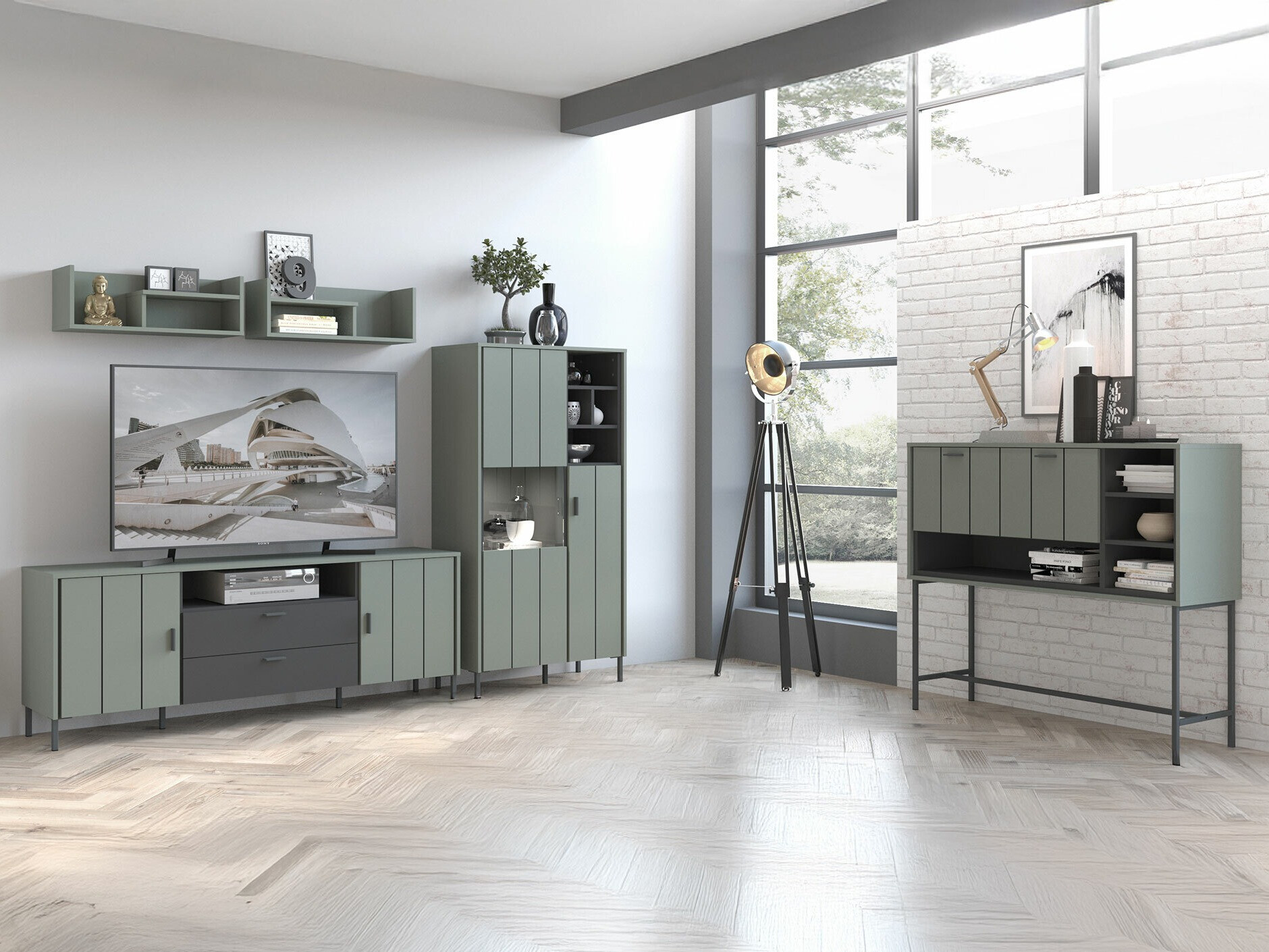 Wall-mounted set of shelves Morelmi 111