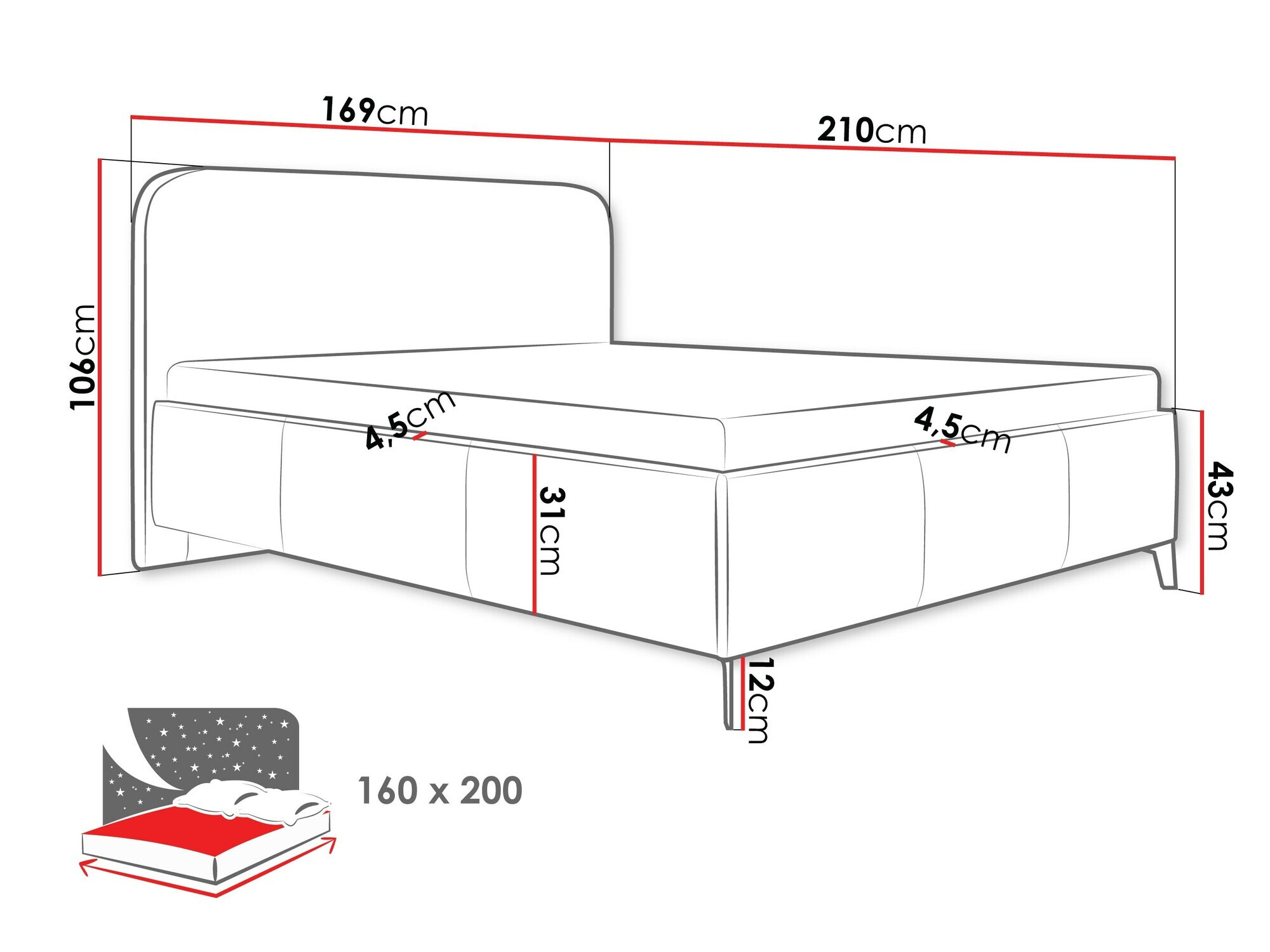 Bed ComfiDream Lumila (Velo 626)