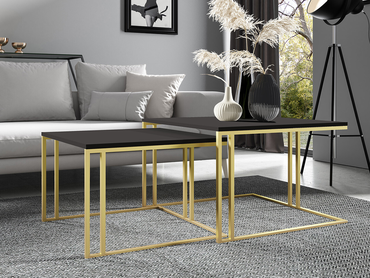 Coffee table set Oswego 110 (Black + Golden)