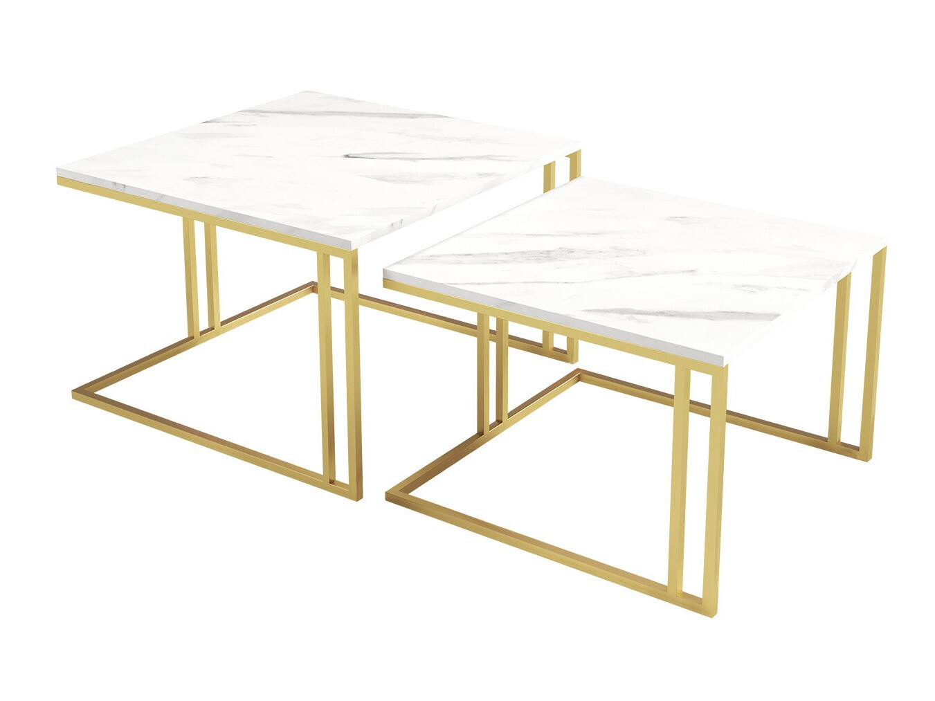 Nest of coffee tables Oswego 110 (White marble + Golden)