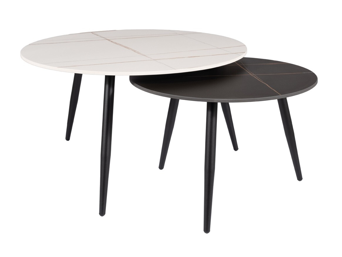Coffee table set Detroit 602 (White marble + Black marble)