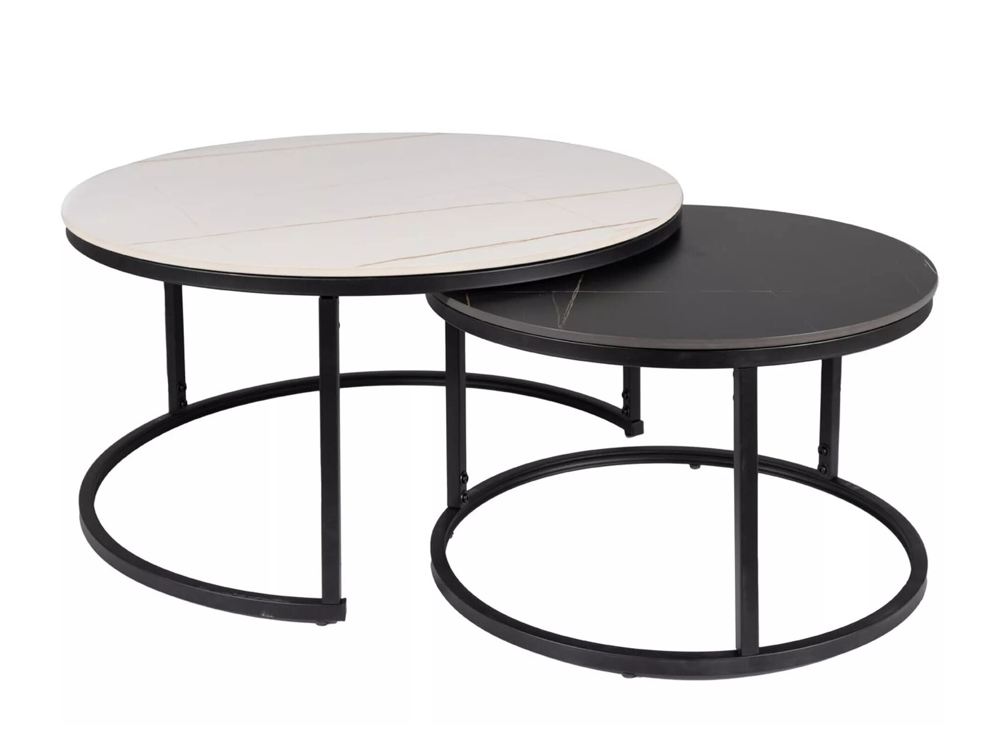 Nest of coffee tables Detroit 607 (White marble + Black marble)