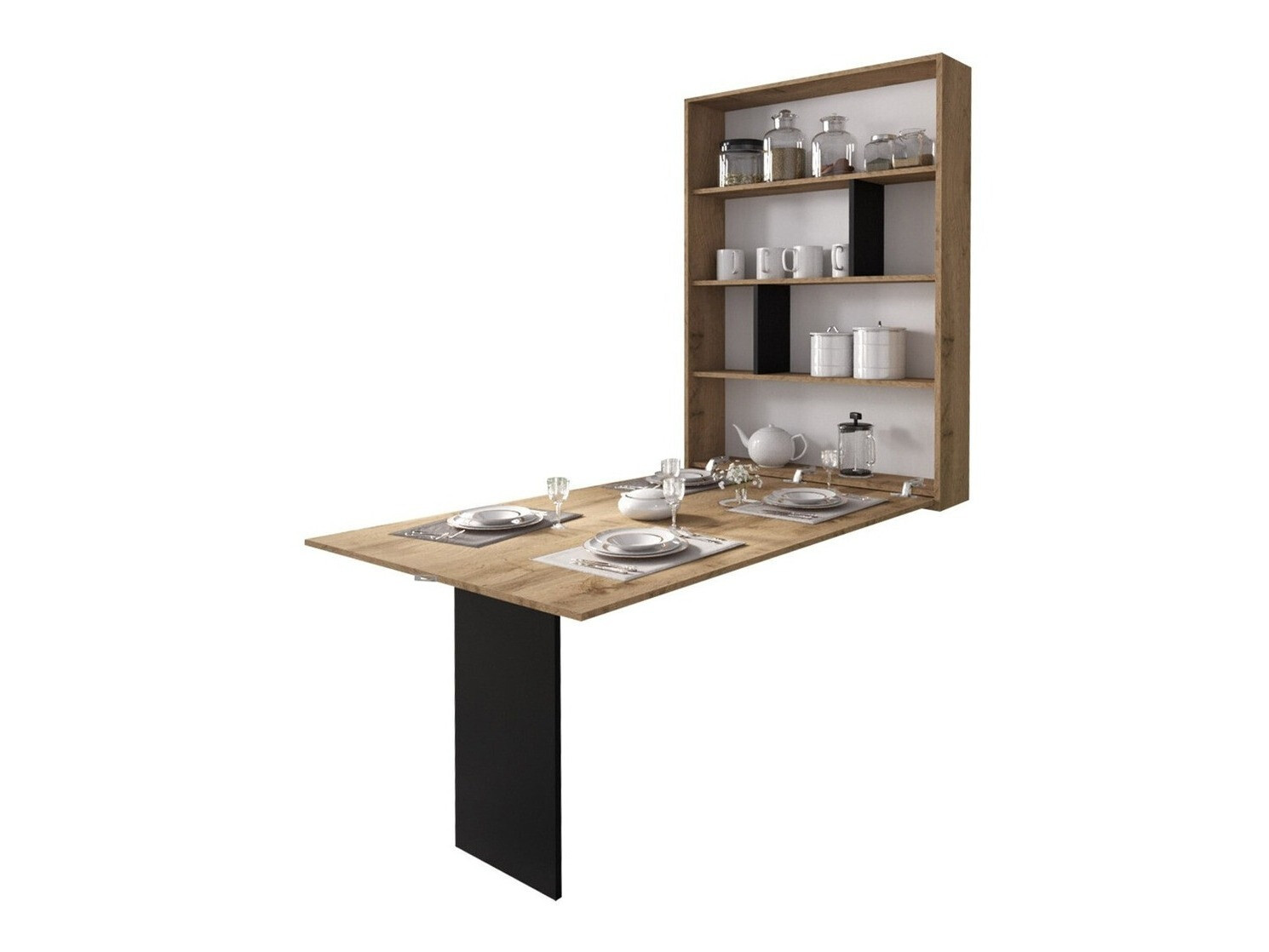 Folding table Hartford 428 (Black + Wotan Oak)
