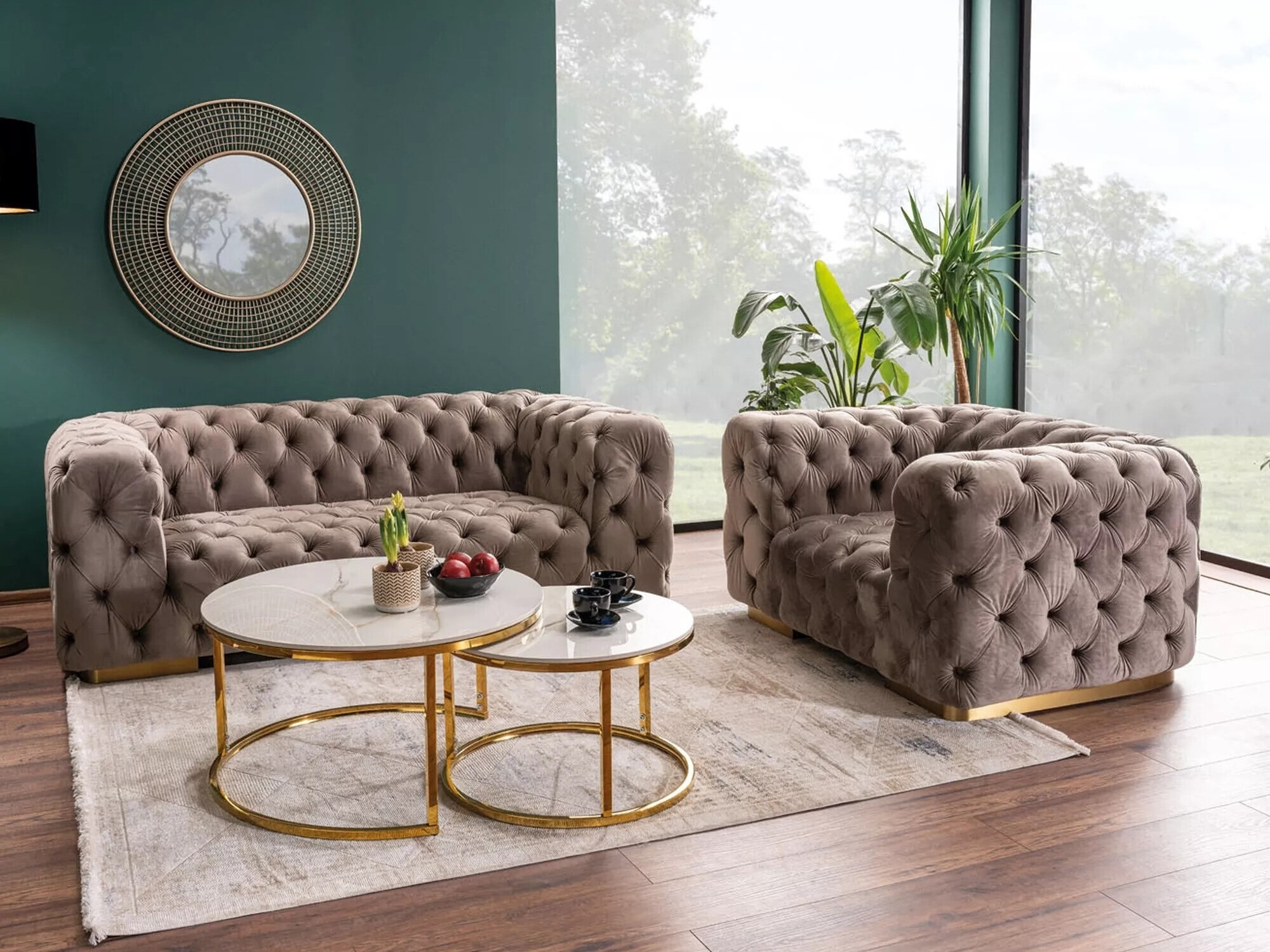 Nest of coffee tables Detroit 676 (Golden + White marble)