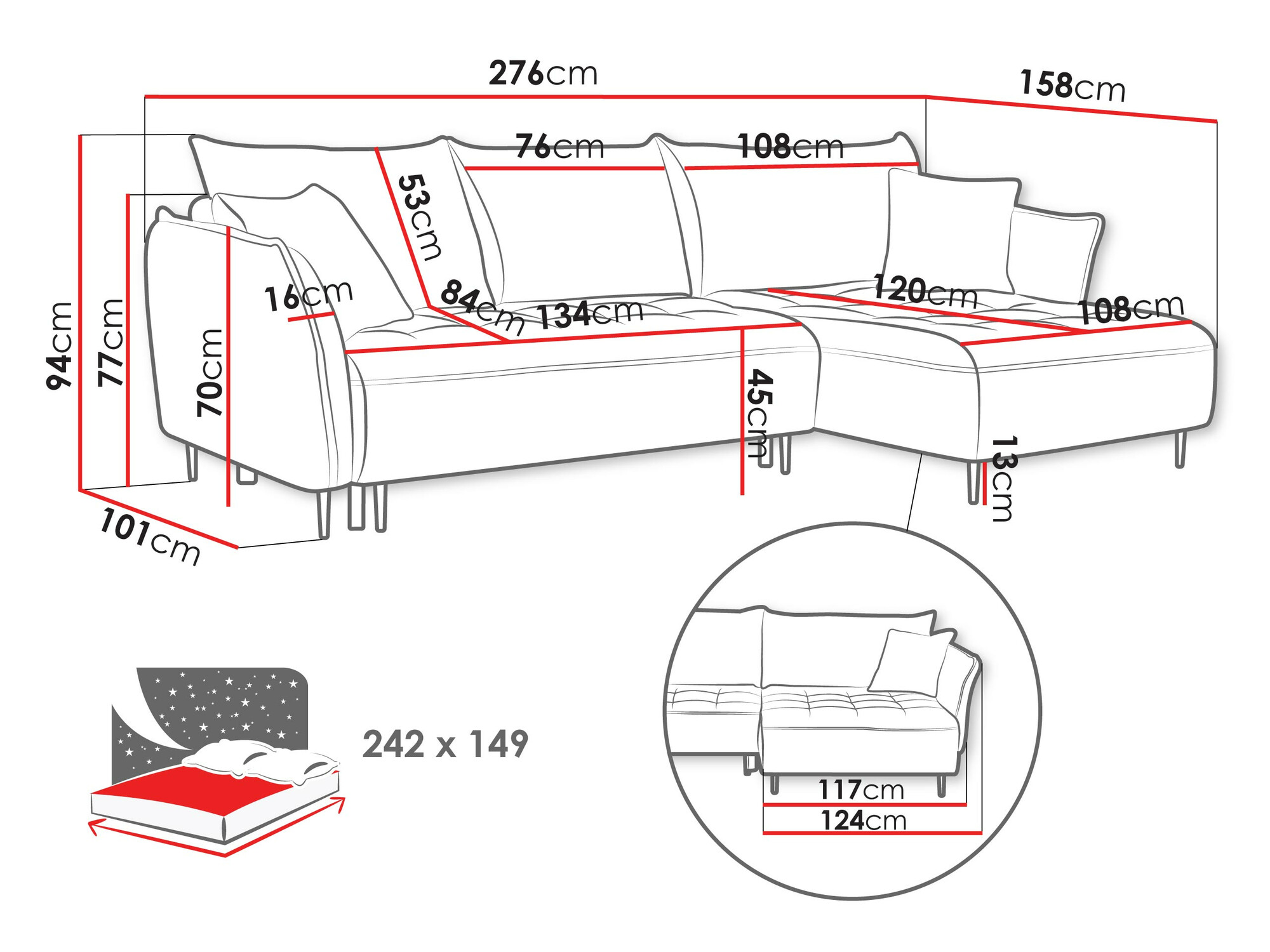 Corner sofa TrendyNest Cervon (Onega 08)