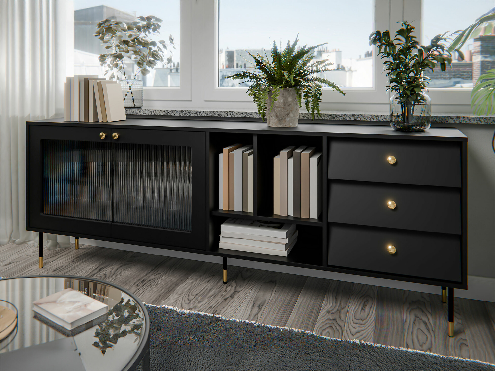 Chest of drawers Feletri 104 (Black)