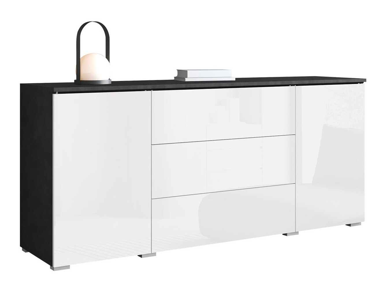 Chest of drawers Mirfivo 102 (Matera grey + Glossy white)