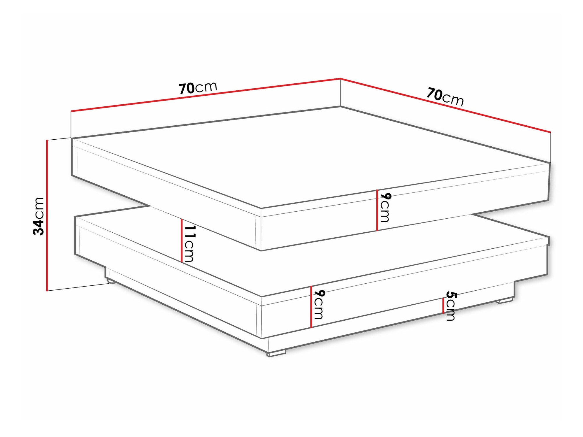 Coffee table transformer Comfivo Pisces (Concrete + White)