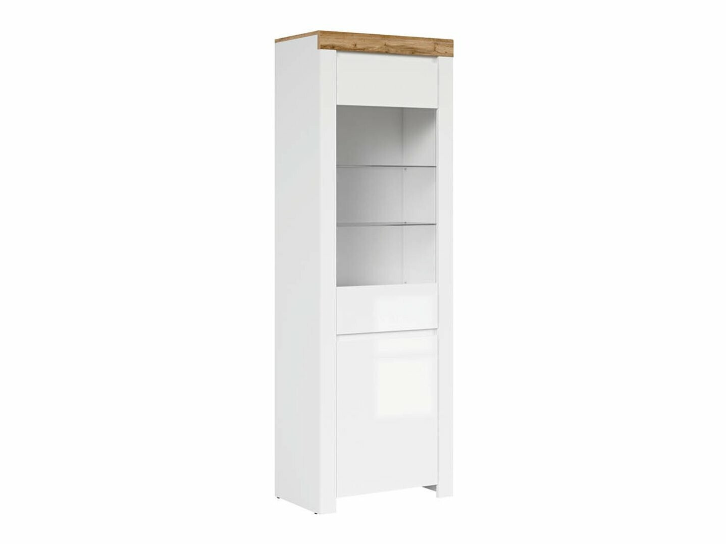 Bookcase Sonsoru 104 (White + Glossy white + Wotan Oak)