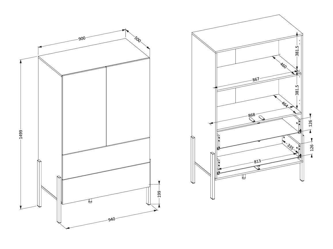 Bookcase Etsore 106 (Cashmere)