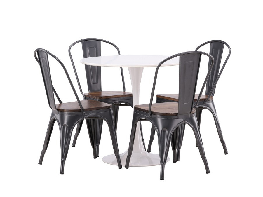Dining set Dallas 4589 (Black + Walnut)