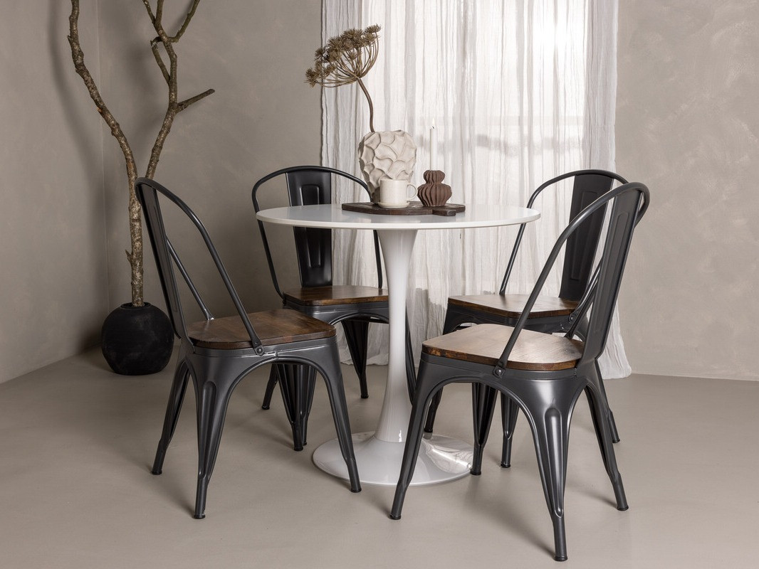 Dining set Dallas 4589 (Black + Walnut)