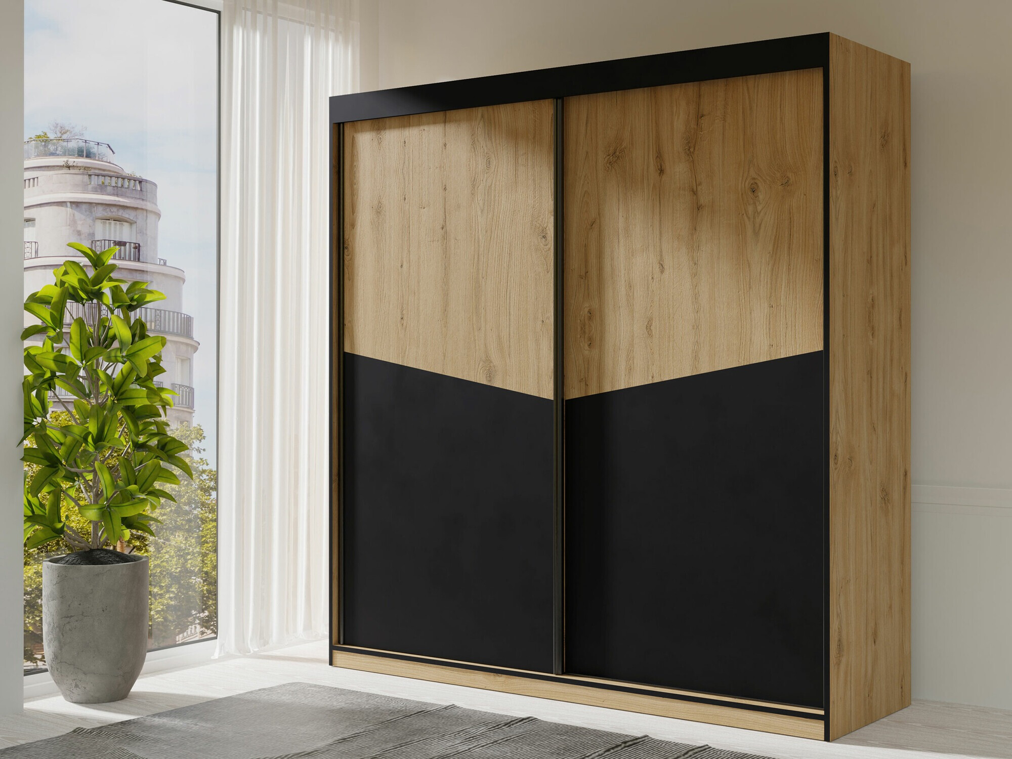 Wardrobe Tenreme 100 (Oak + Black)