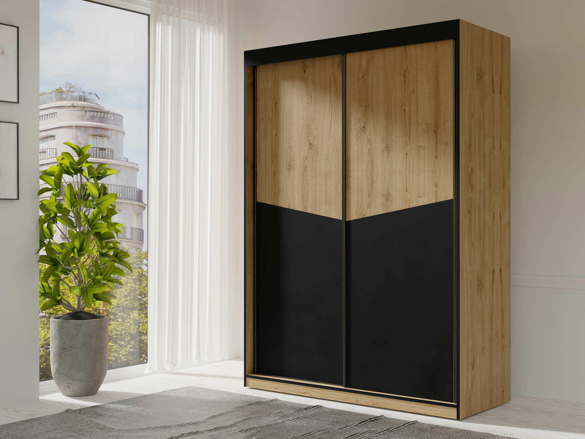 Wardrobe Tenreme 101 (Oak + Black)