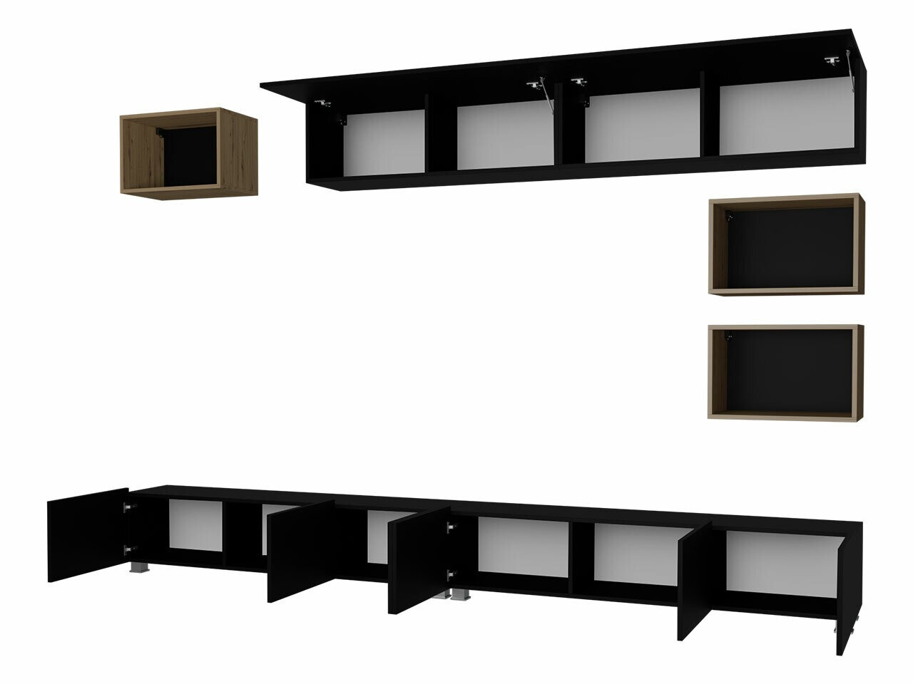 Living room set Remus XXXI (White + Glossy white + Golden oak)