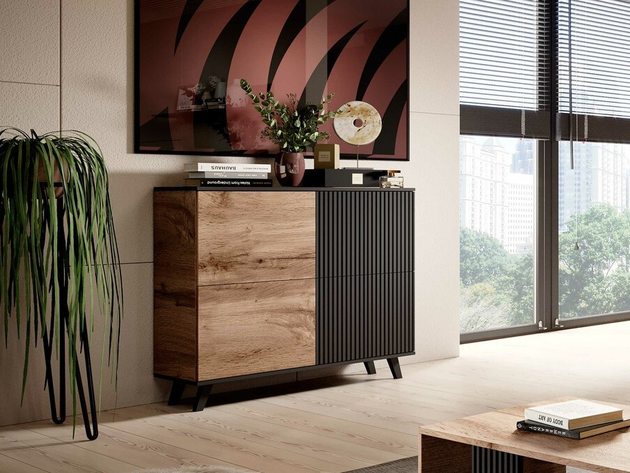 Sideboard Luelia 119 (Black + Wotan Oak)