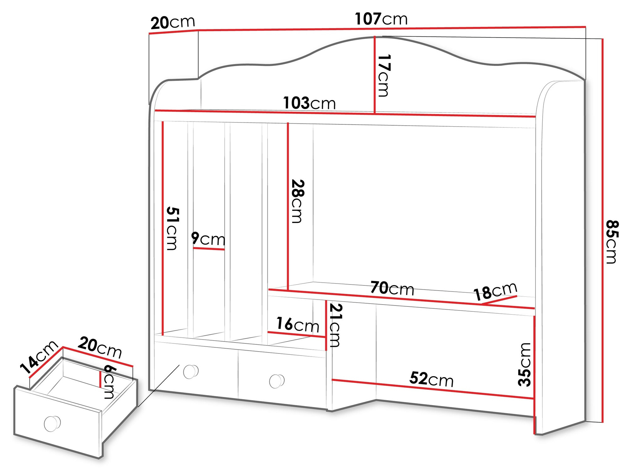 Bookcase Romelbo 136 (White + Oak)
