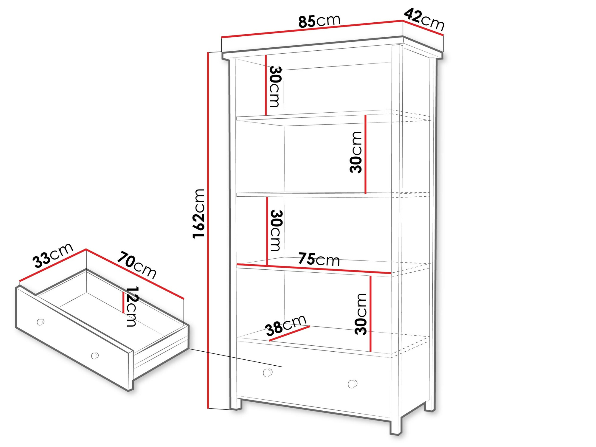 Bookcase Romelbo 142 (White + Oak)