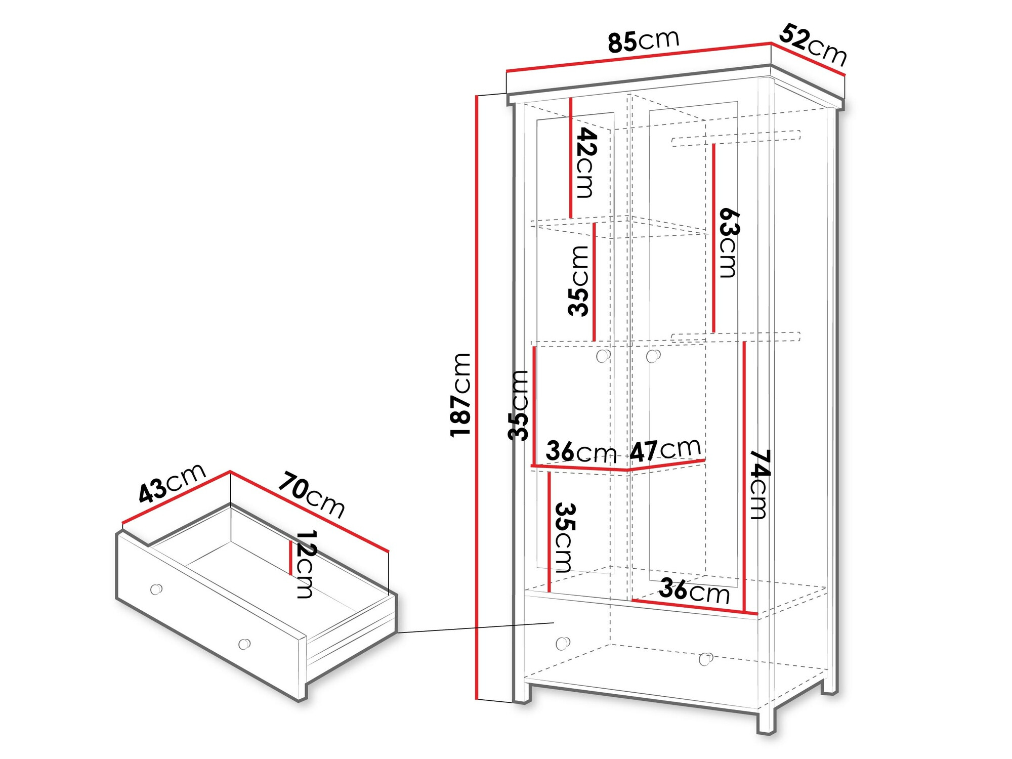 Wardrobe Romelbo 145 (White + Oak)