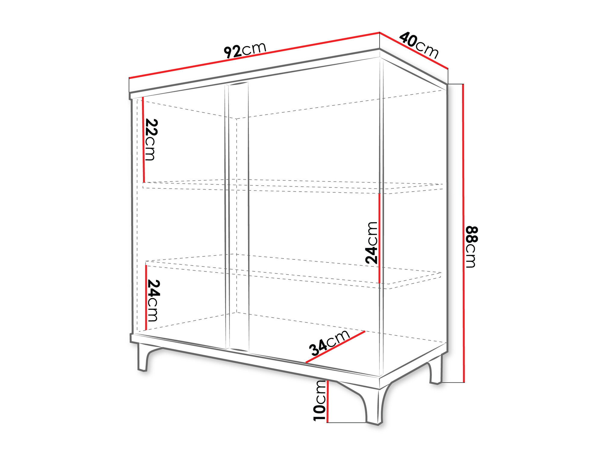 Sideboard Florem II (White + Glossy white + Light wood)