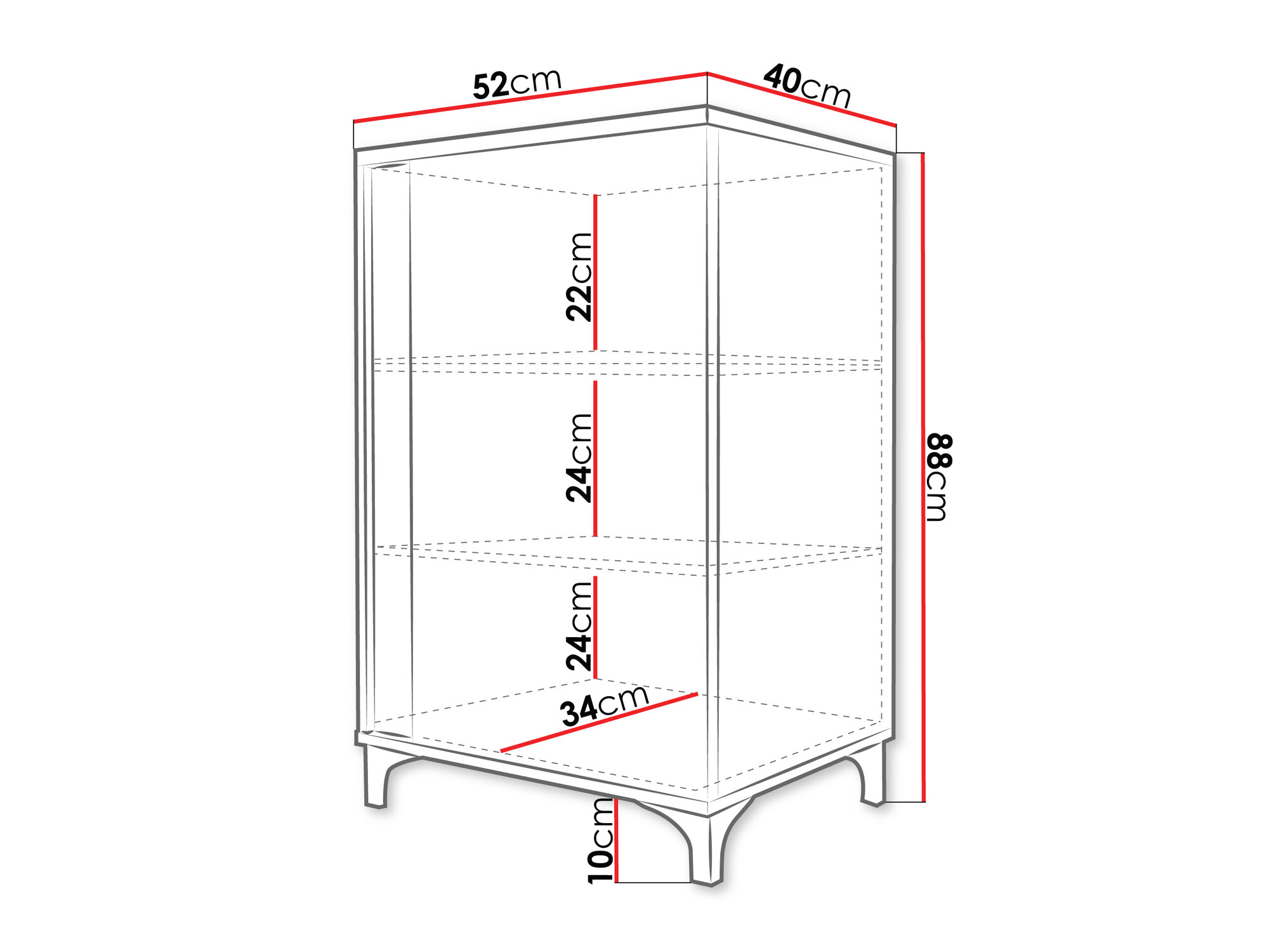 Sideboard Florem (White + Glossy white + Light wood)